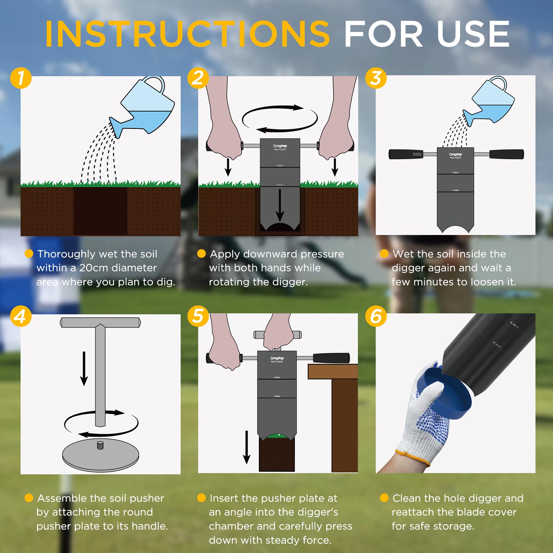 KINGTOP Golf Hole Cutter with soil pusher attachment
