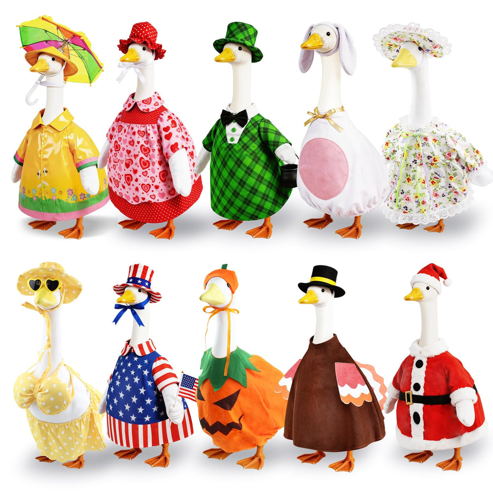 Kinhzrude 10 Set Porch Goose Outfits for 23 inch lawn goose statue