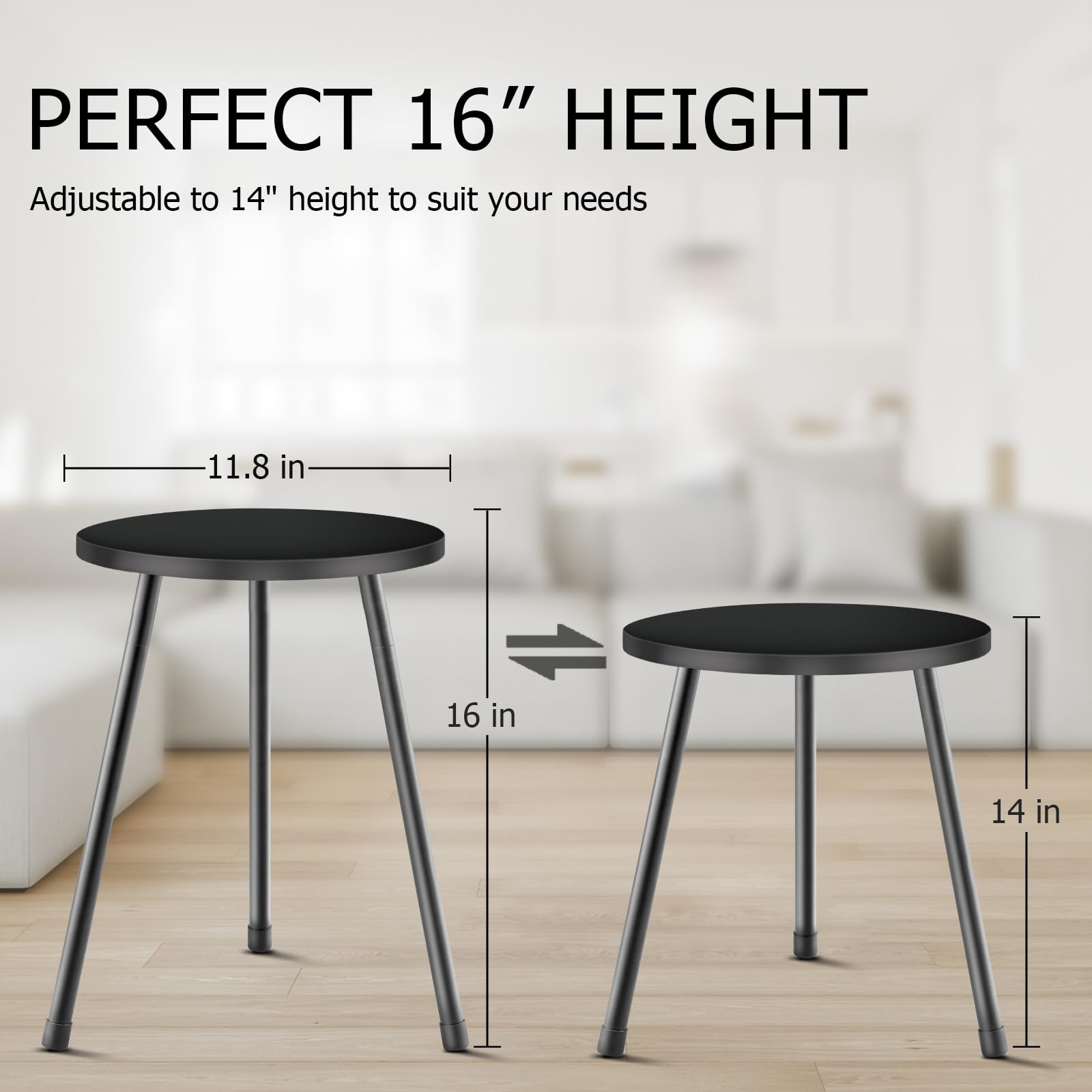 KINNARY Black Plant Stand Set of 2 side view