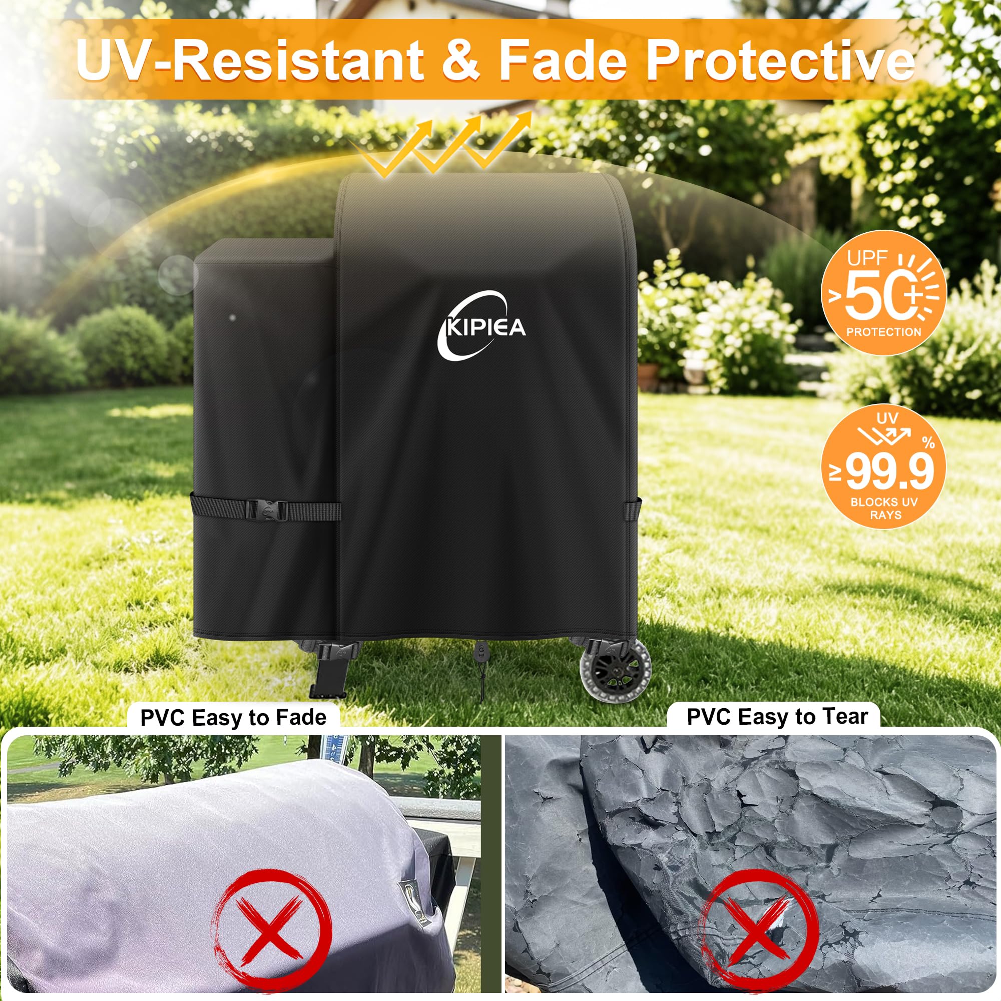 Kipiea grill cover in use during windy conditions