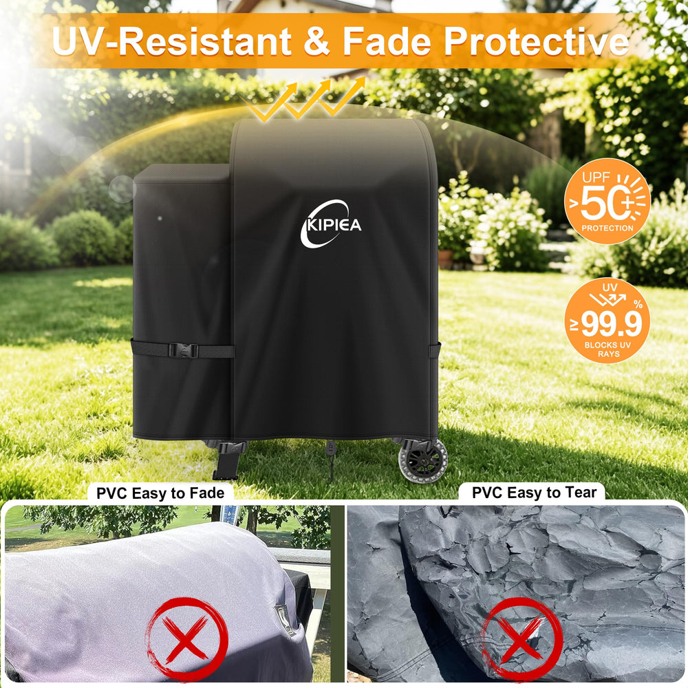 Kipiea grill cover in use during windy conditions