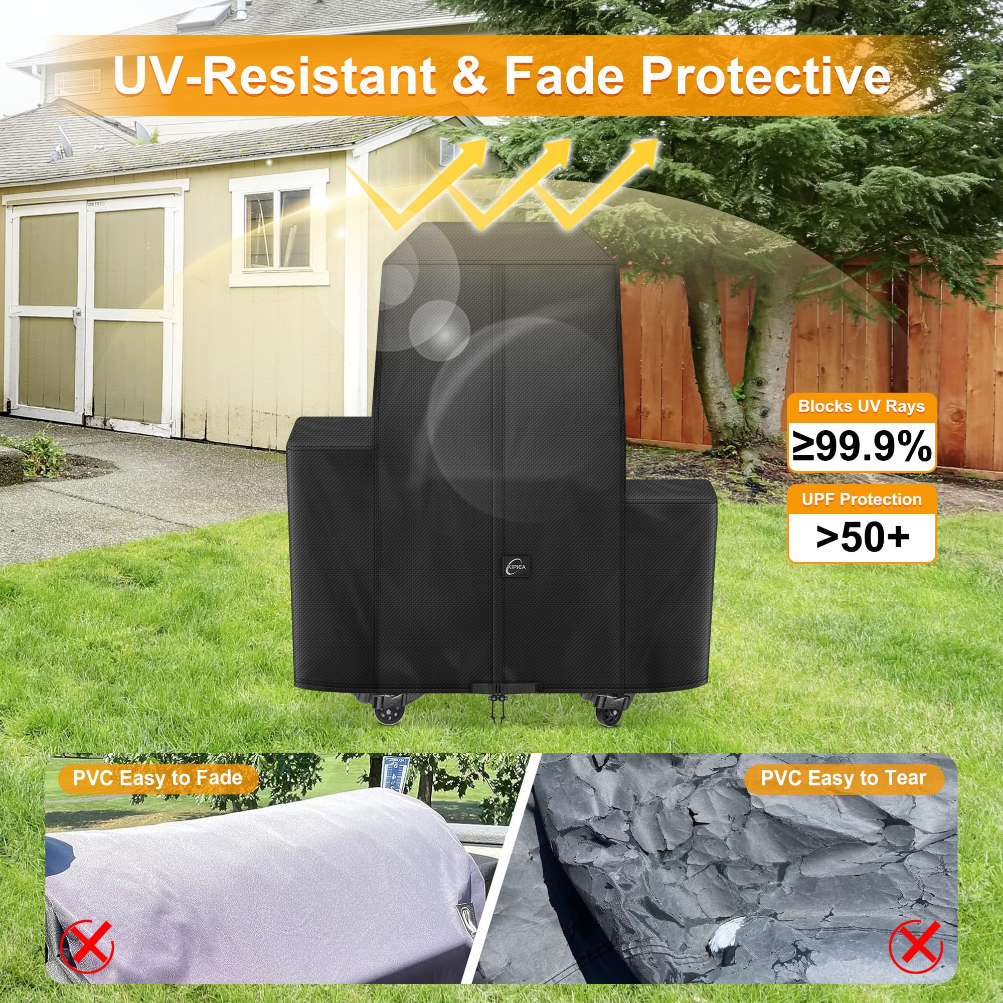 Kipiea grill cover secured on a grill