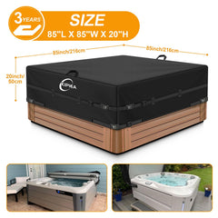 Kipiea Hot Tub Cover 85" L x 85" W black side view
