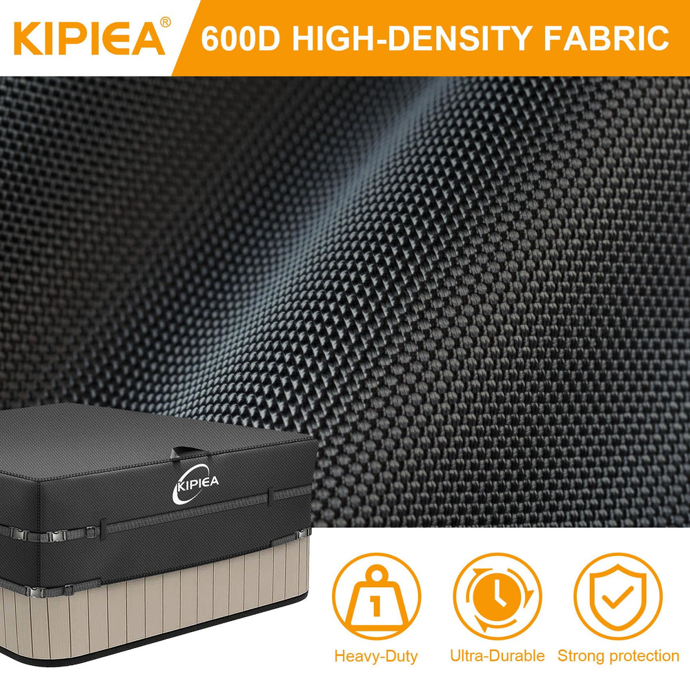 Kipiea hot tub cover with straps and buckles, black
