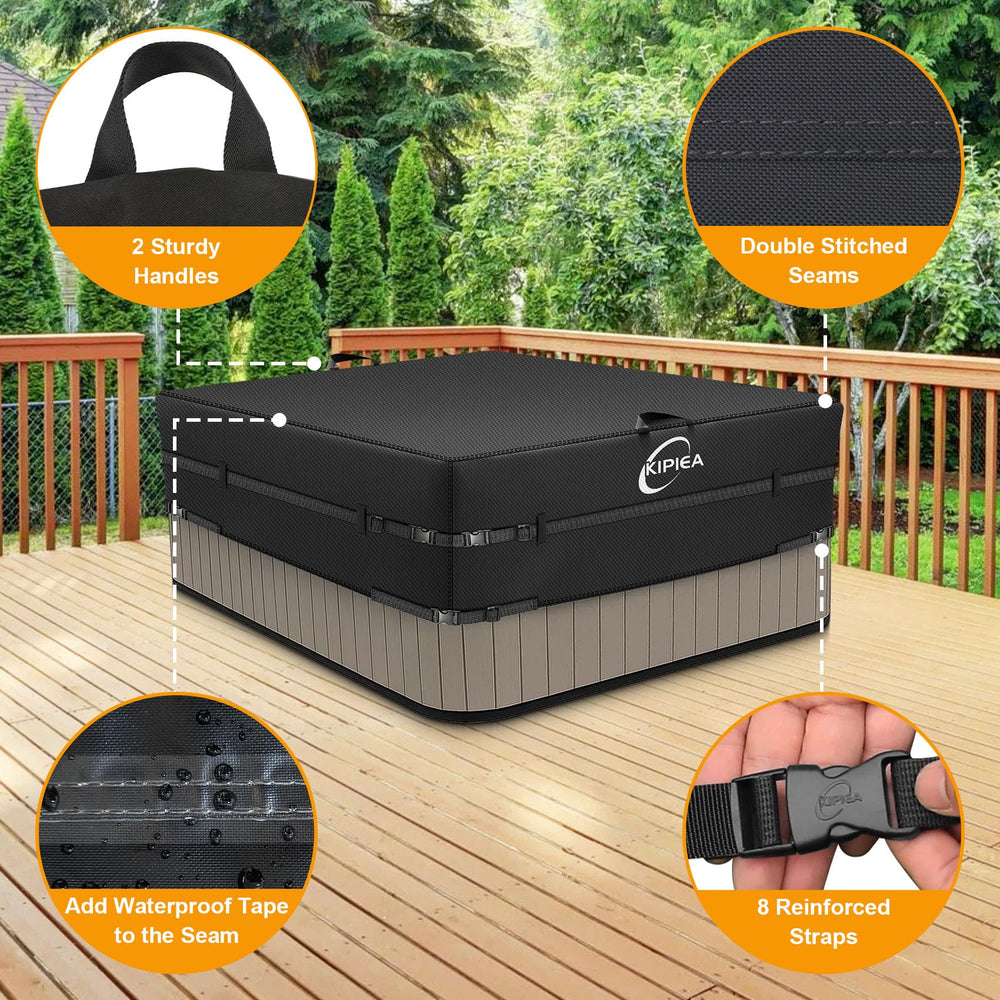 Kipiea Hot Tub Cover with windproof straps