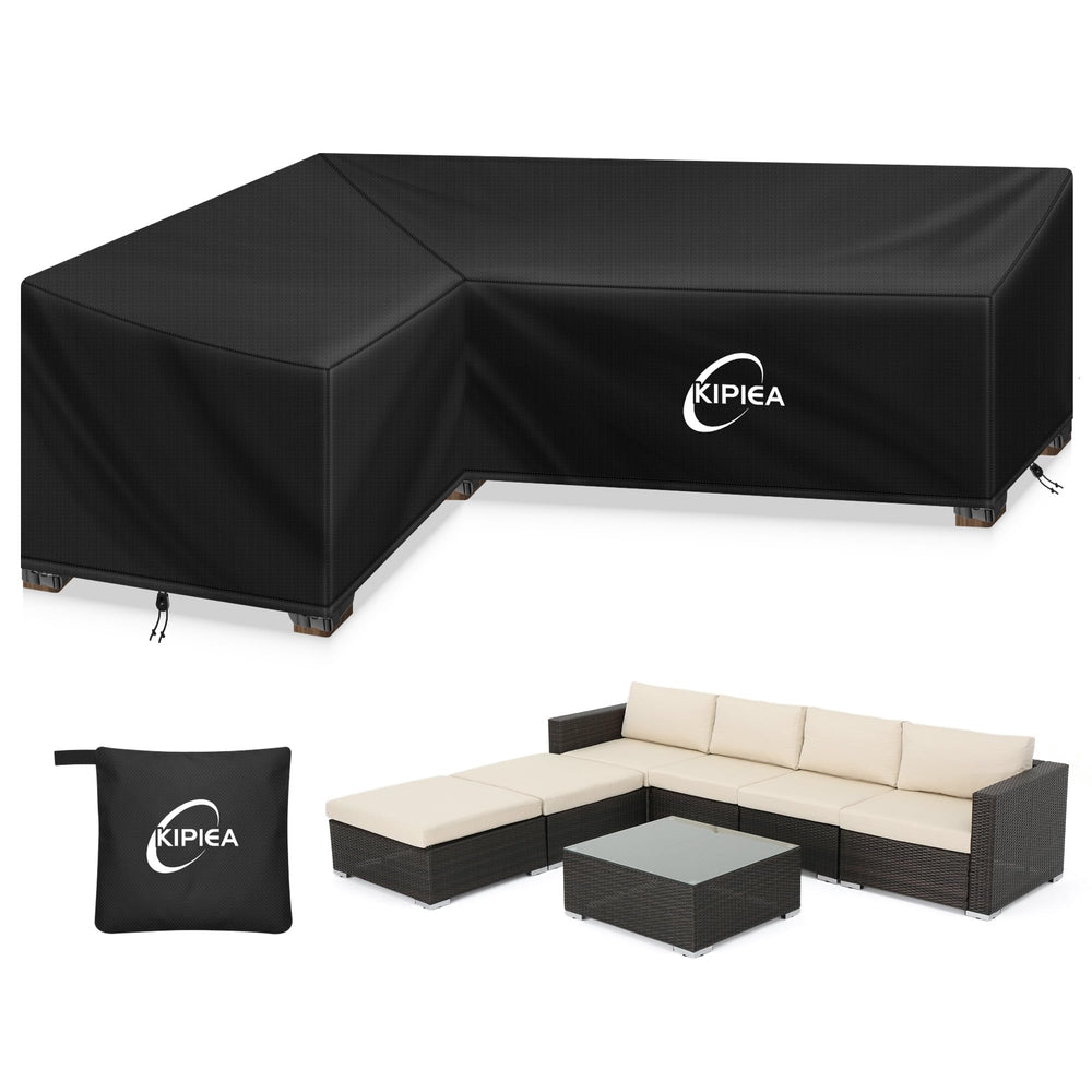 Kipiea L-Shaped Sectional Sofa Cover in Black front view