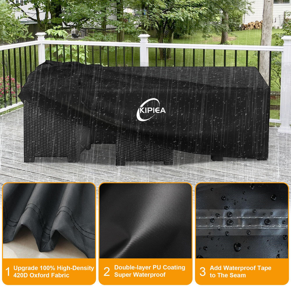 Kipiea Outdoor Furniture Cover showing waterproof seam features