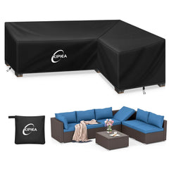 Kipiea Patio L-Shaped Sectional Sofa Cover in black, front view