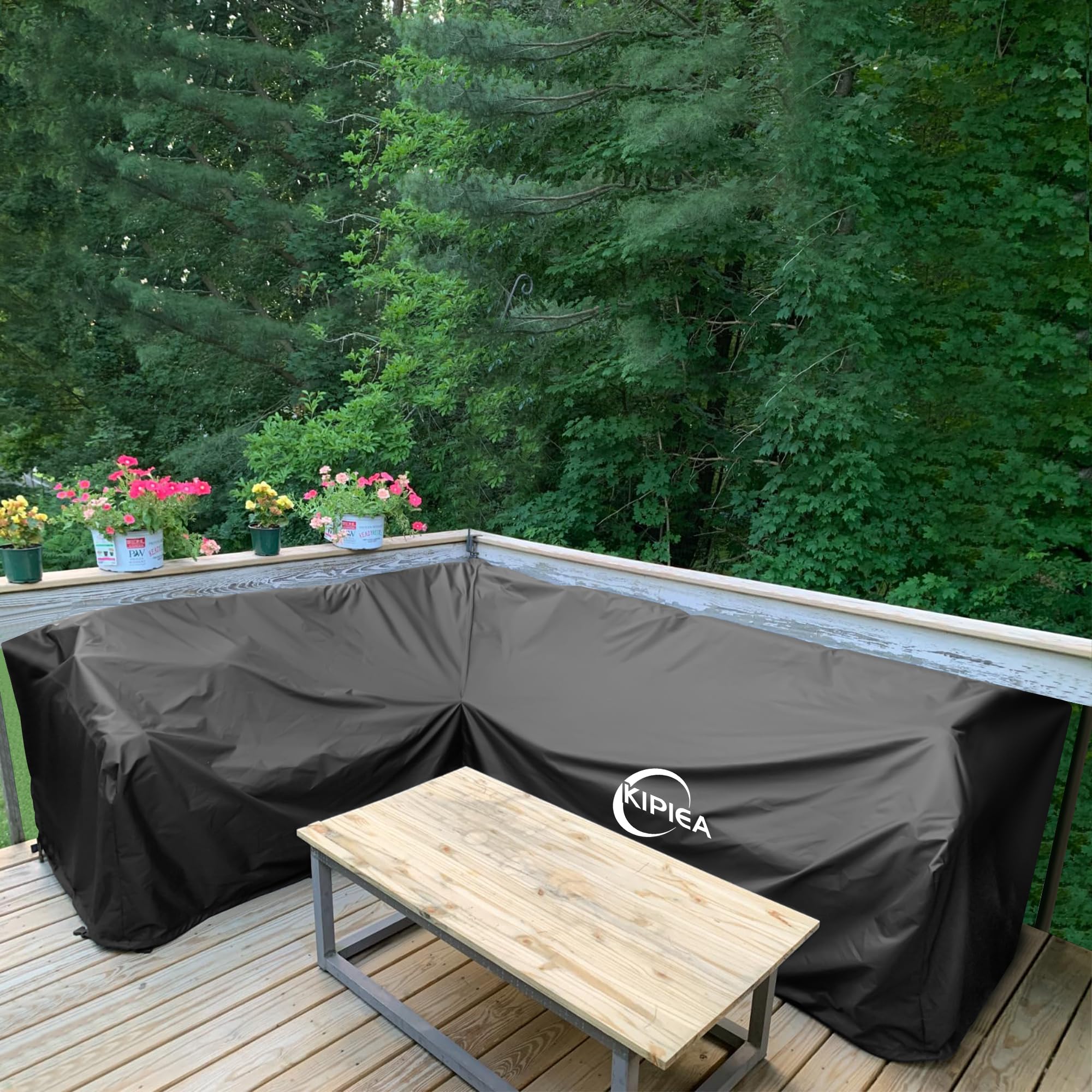 Kipiea patio sofa cover demonstrating UV resistance