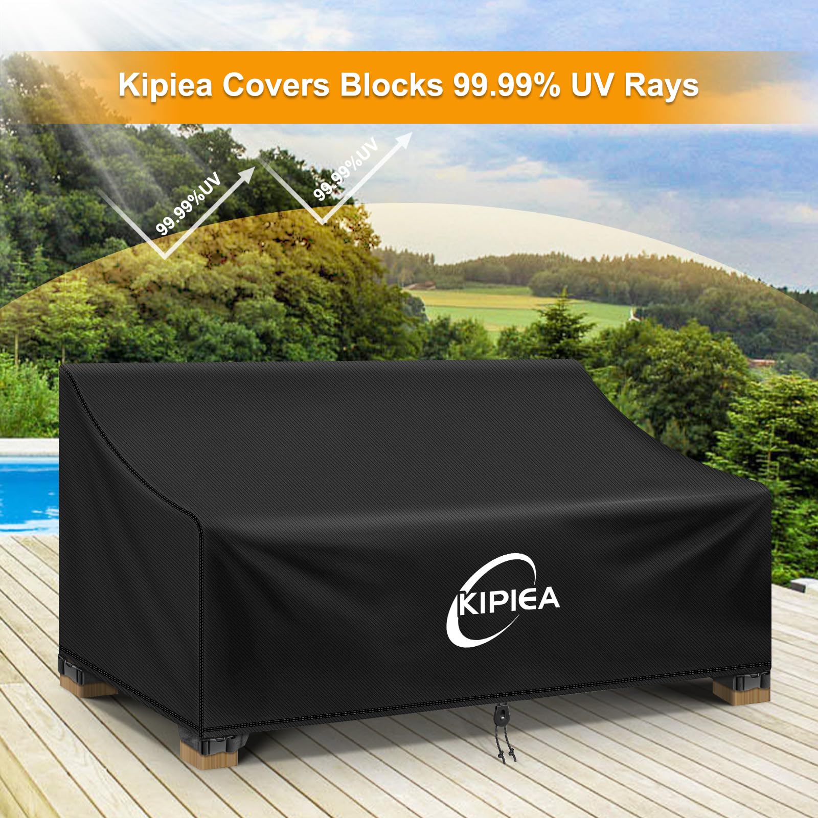 Kipiea Patio Sofa Cover showcasing UV resistant features