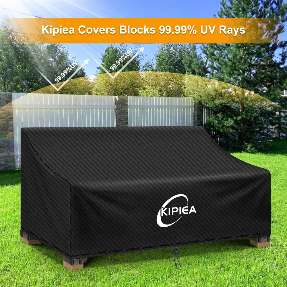 Kipiea Patio Sofa Cover showing double-layer waterproof coating