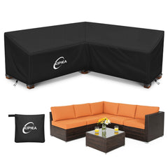 Kipiea Patio V-Shaped Sectional Sofa Cover black front view