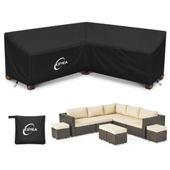 Kipiea Patio V-Shaped Sectional Sofa Cover in black, front view