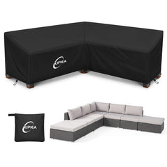 Kipiea Patio V-Shaped Sectional Sofa Cover in Black, front view