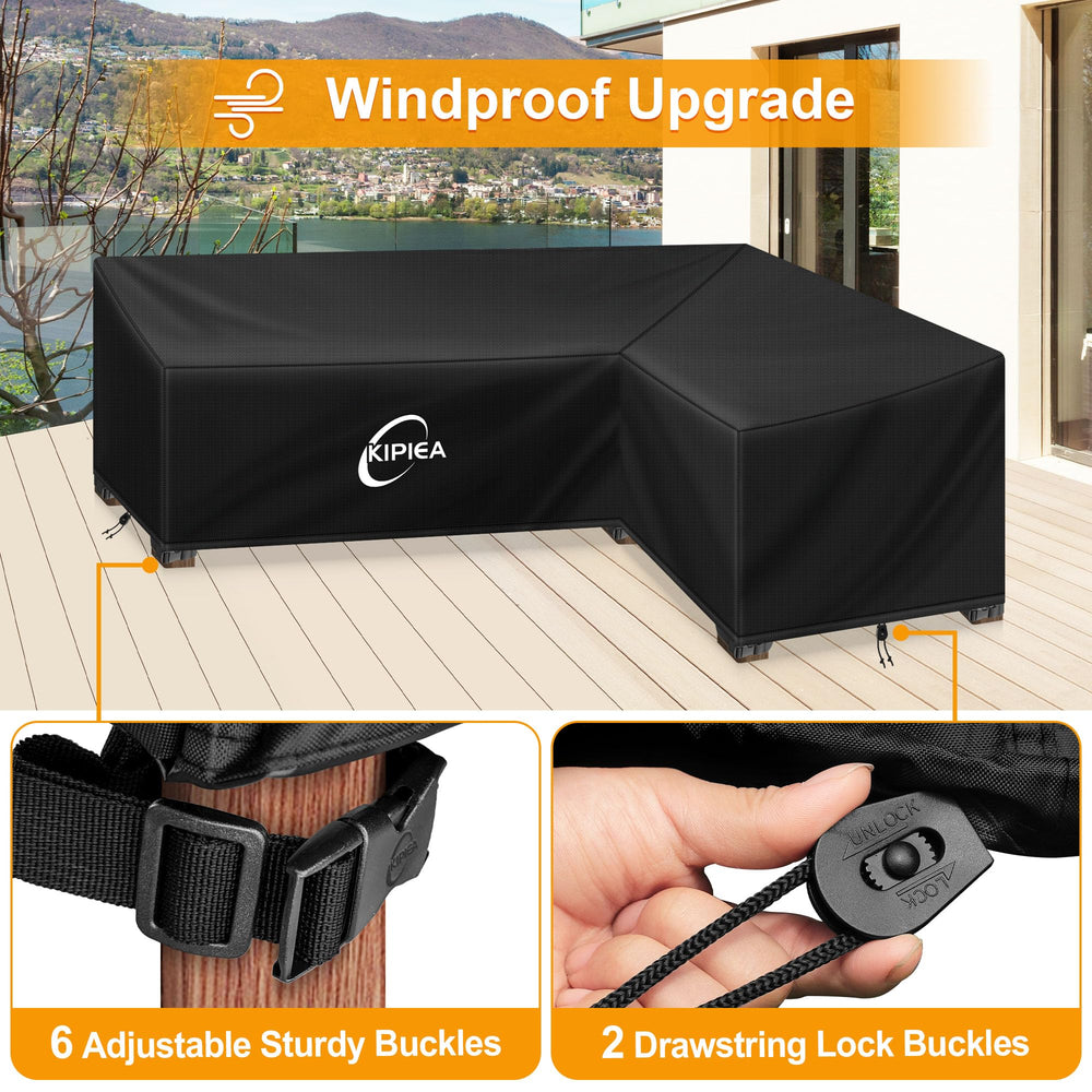 Kipiea sectional cover demonstrating waterproof material