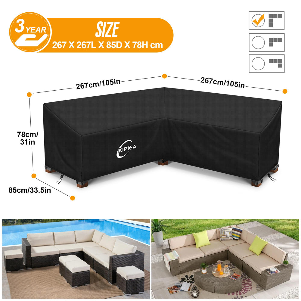 Kipiea sectional cover showing adjustable drawstrings