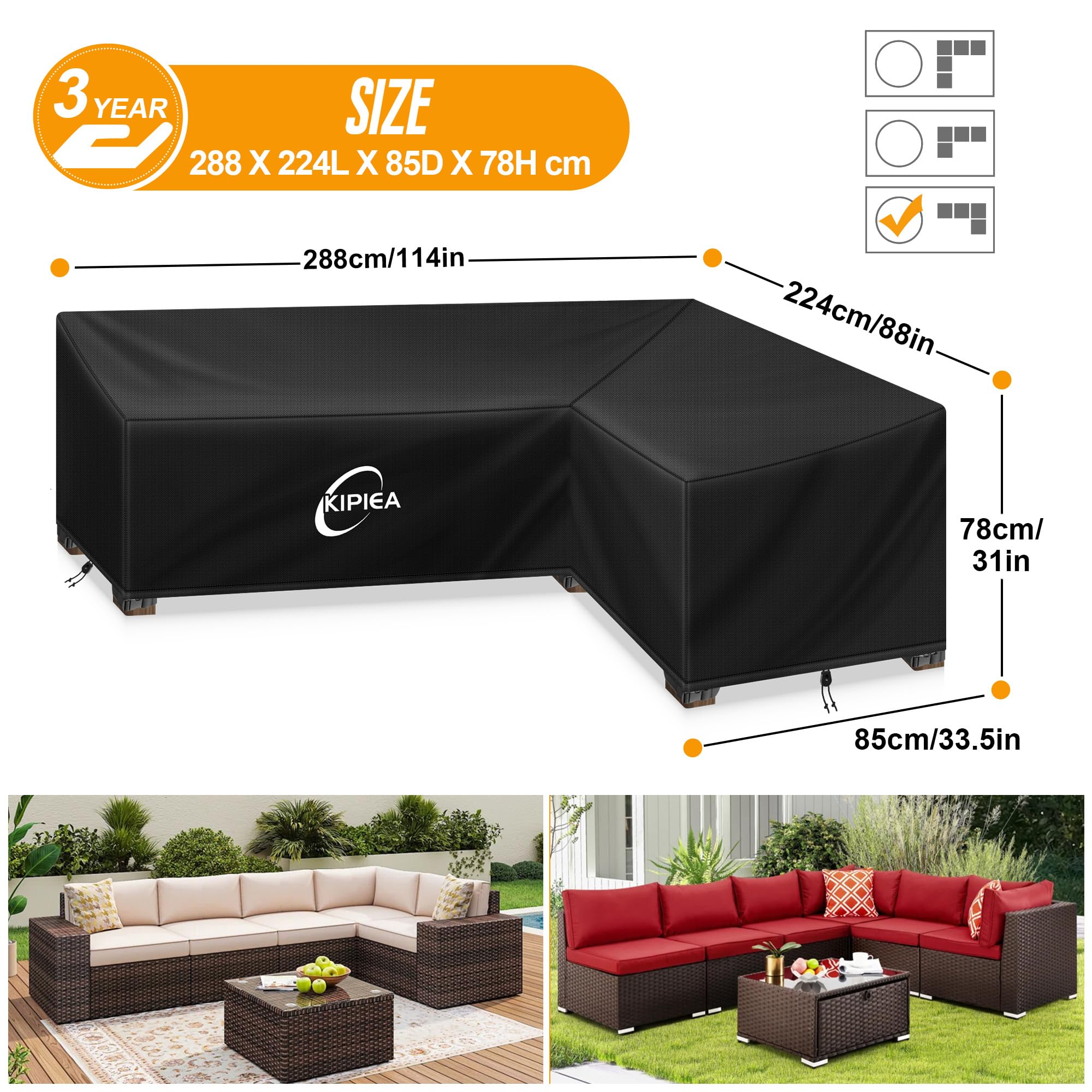 Kipiea sectional cover showing waterproof feature