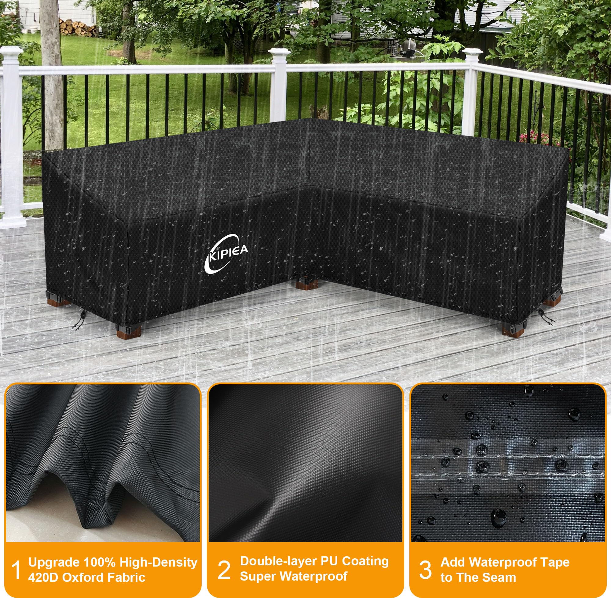Kipiea sectional cover with windproof buckles attached