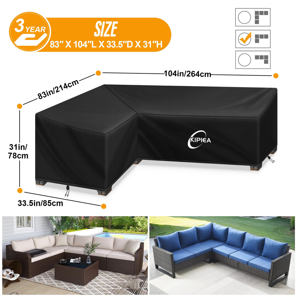 Kipiea Sectional Sofa Cover with adjustable drawstrings and buckles