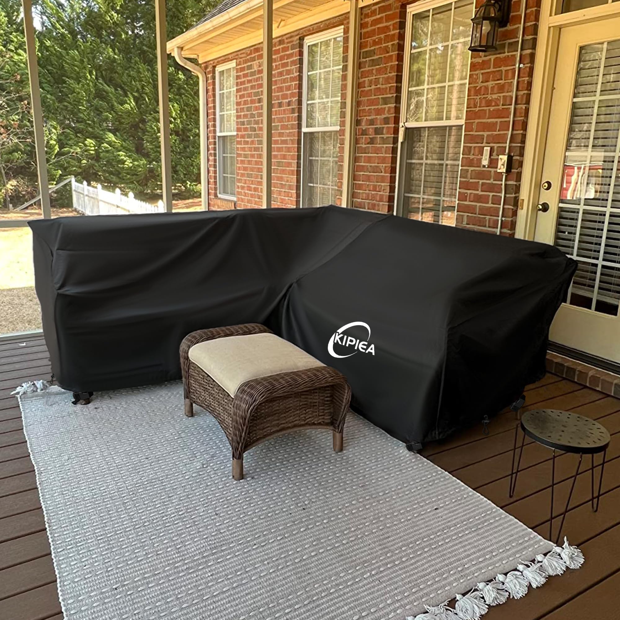 Kipiea V-Shaped Sectional Sofa Cover dimensions display