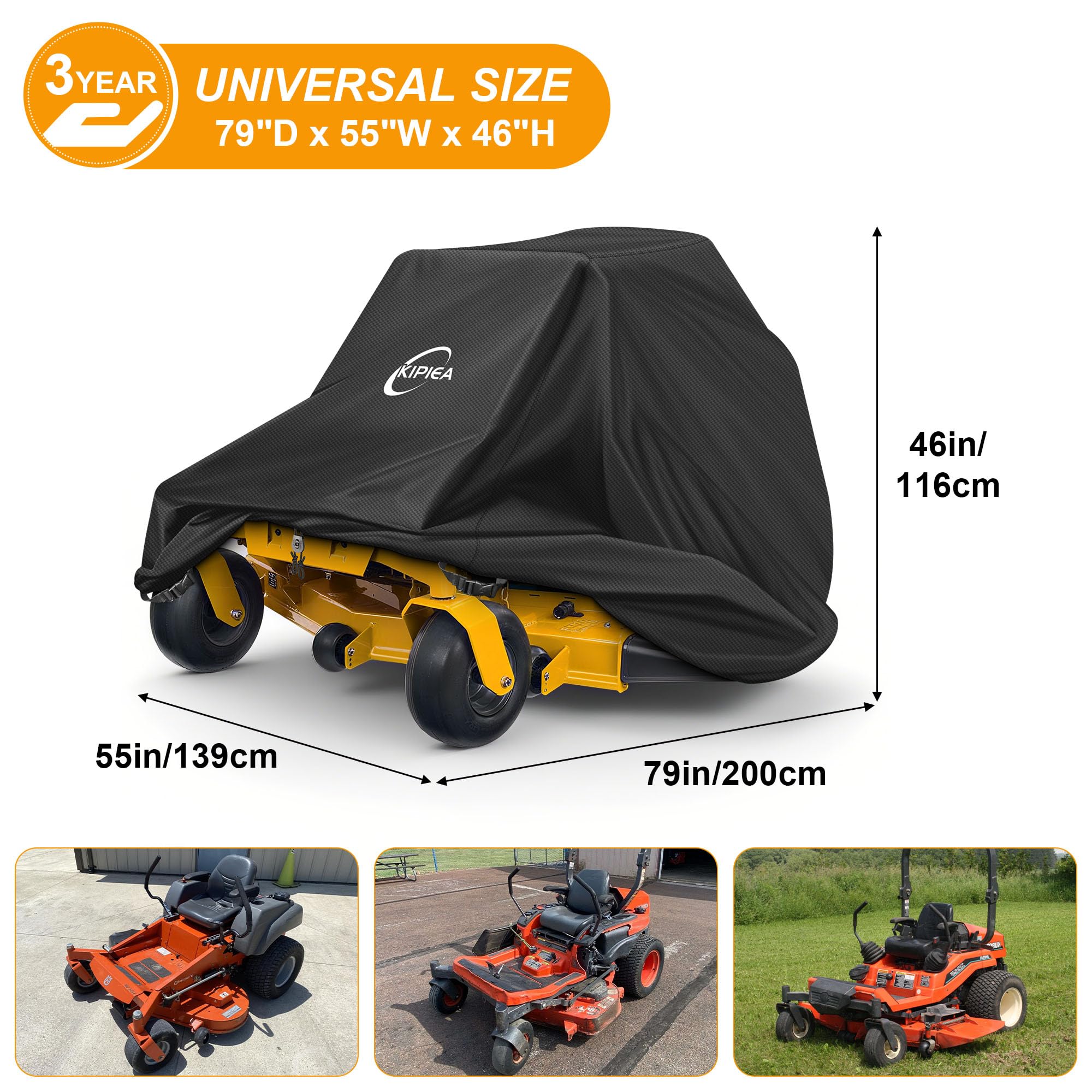 Kipiea Zero Turn Mower Cover with buckles attached to mower