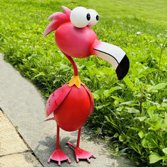 Kircust Flamingo Garden Statue in a garden setting