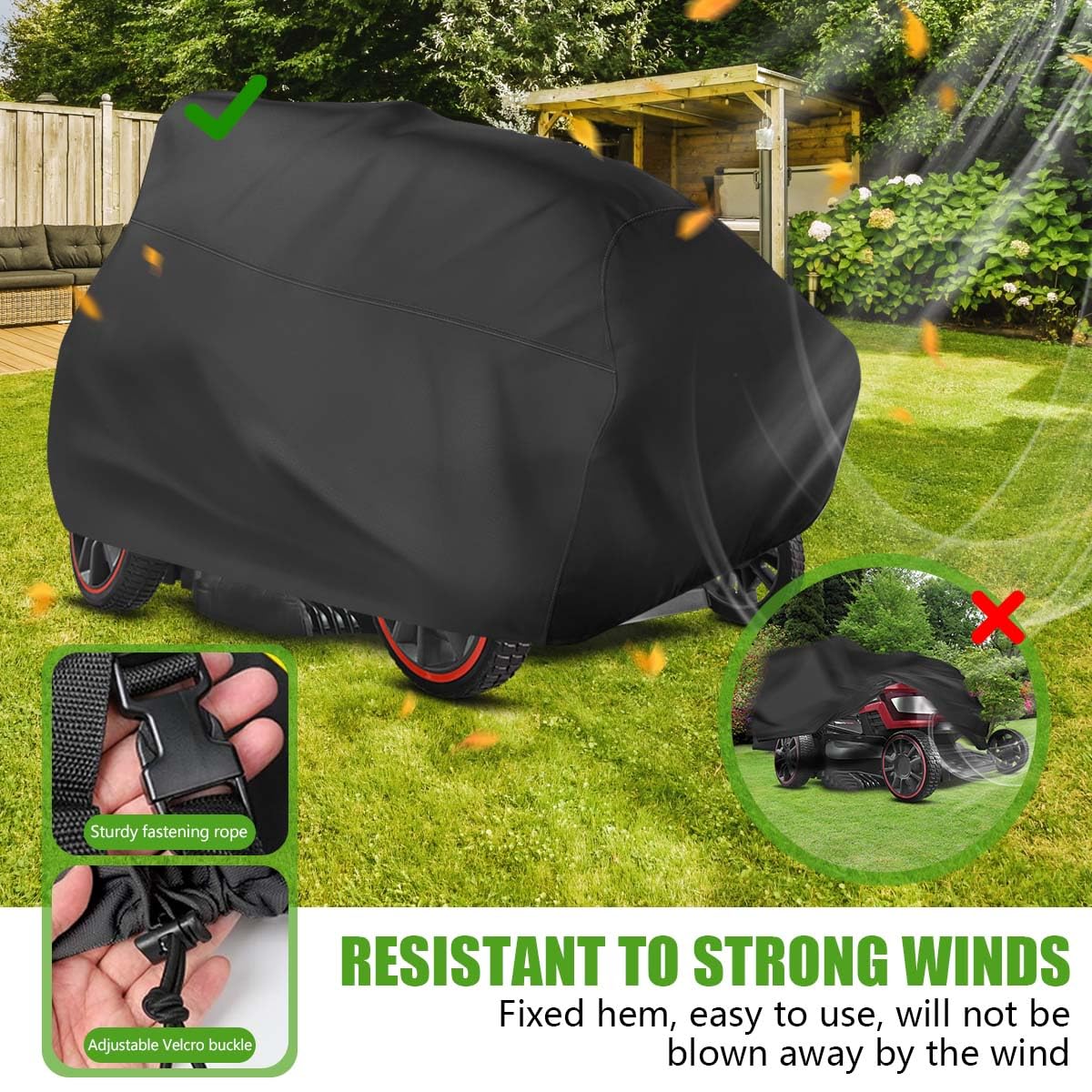 KISEER Lawn Mower Cover being cleaned with a cloth