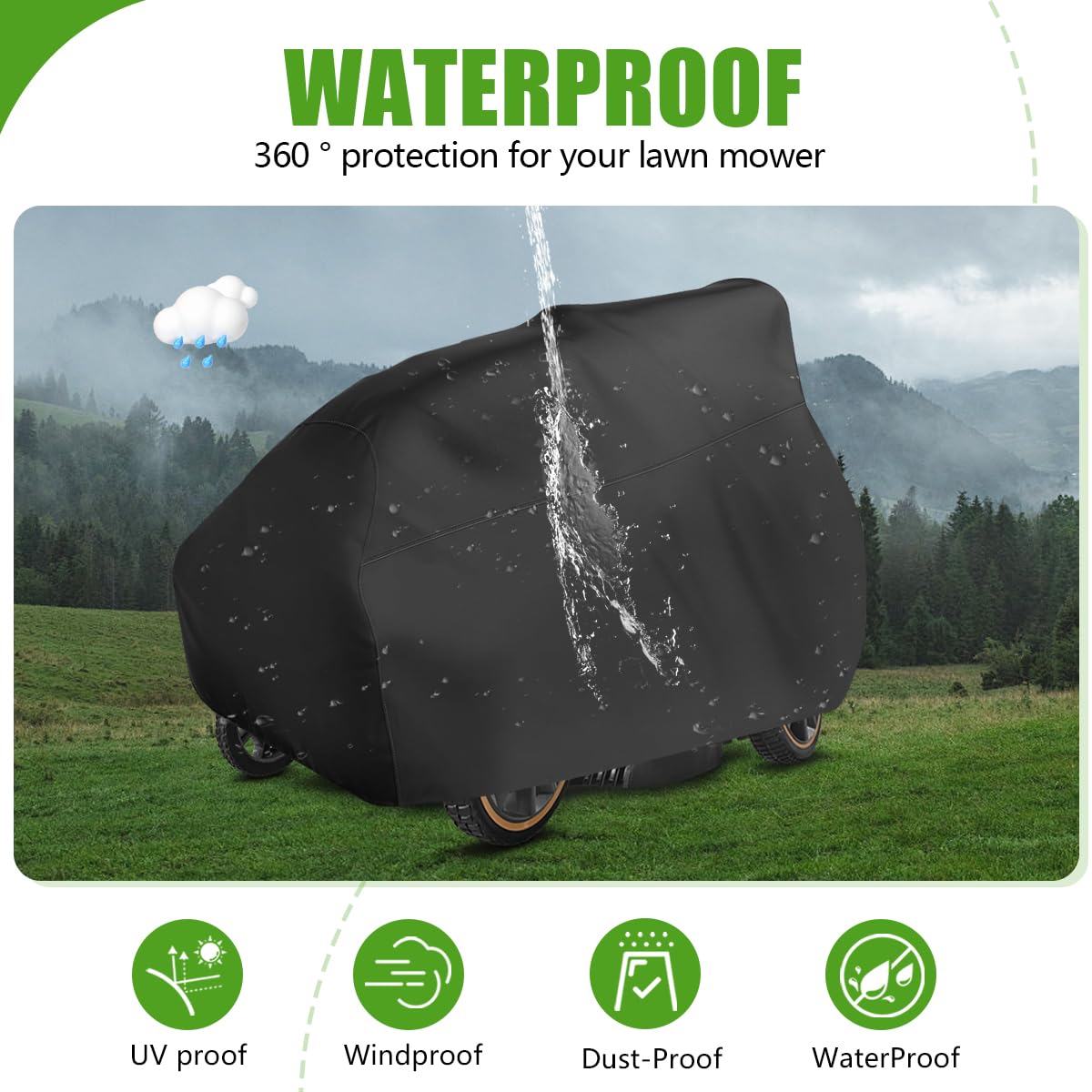 KISEER Lawn Mower Cover detailed view showing material
