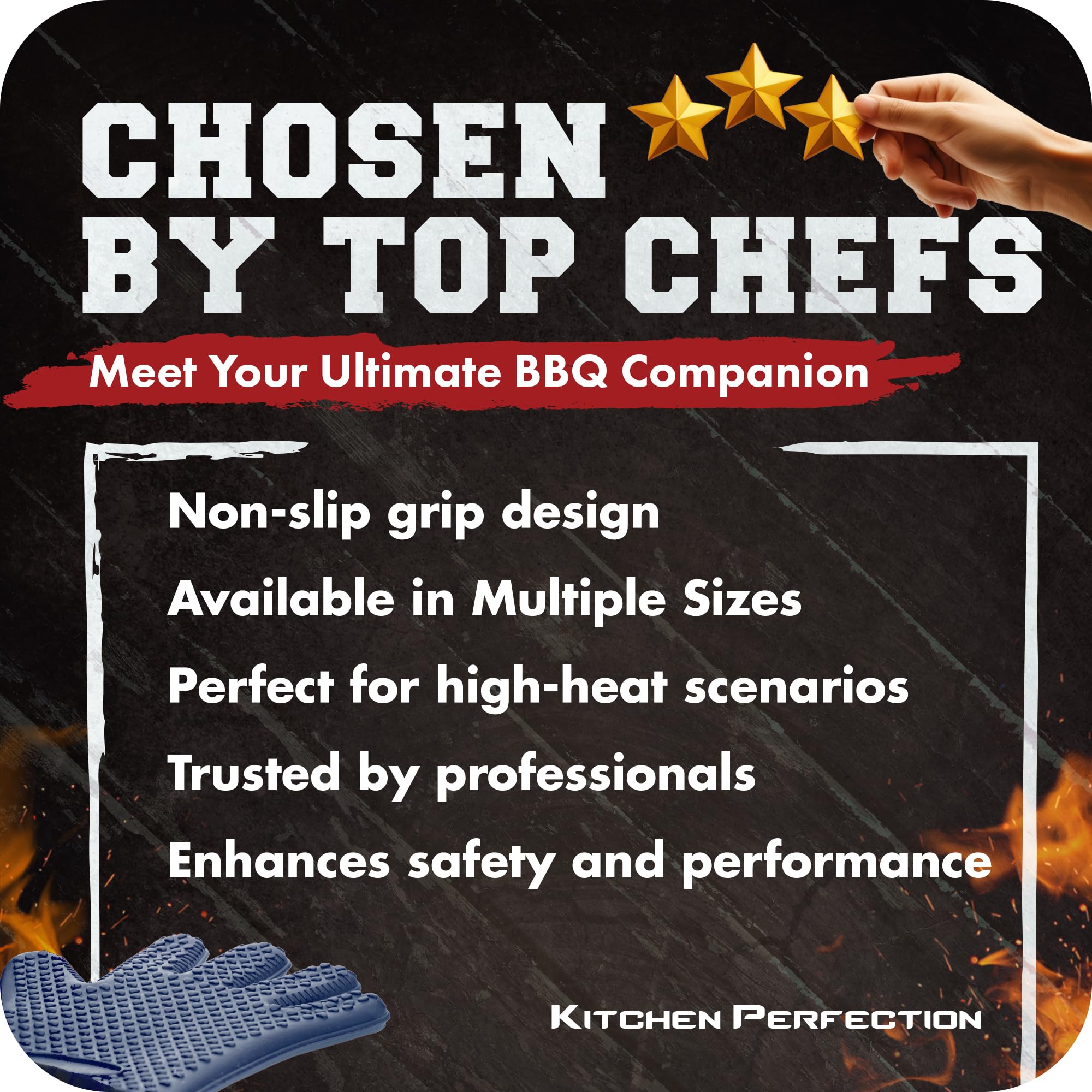 Kitchen Perfection BBQ gloves alongside grilling recipe eBooks