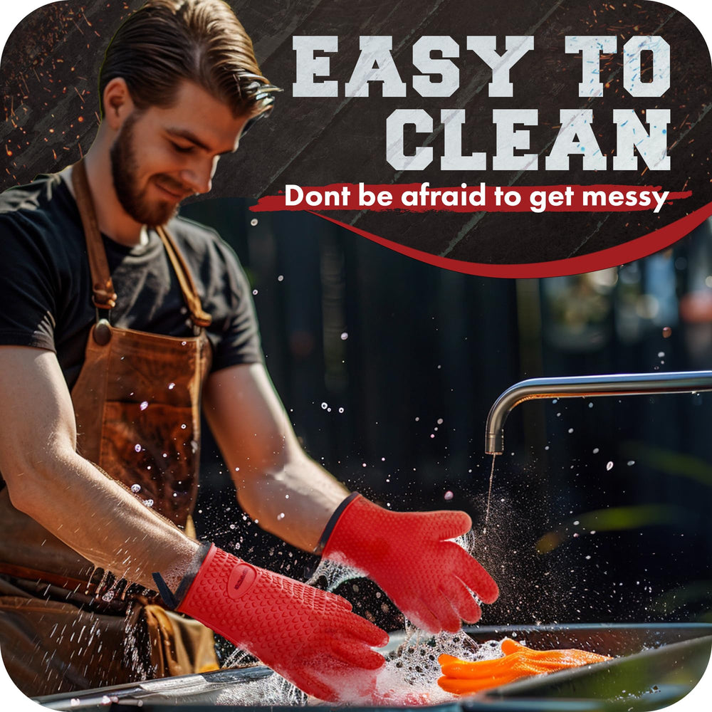 Kitchen Perfection BBQ Gloves displayed with grilling accessories