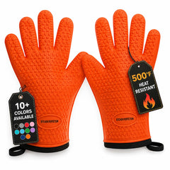 Kitchen Perfection BBQ Gloves front view in orange