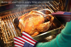 Kitchen Perfection BBQ Gloves in use at a grill