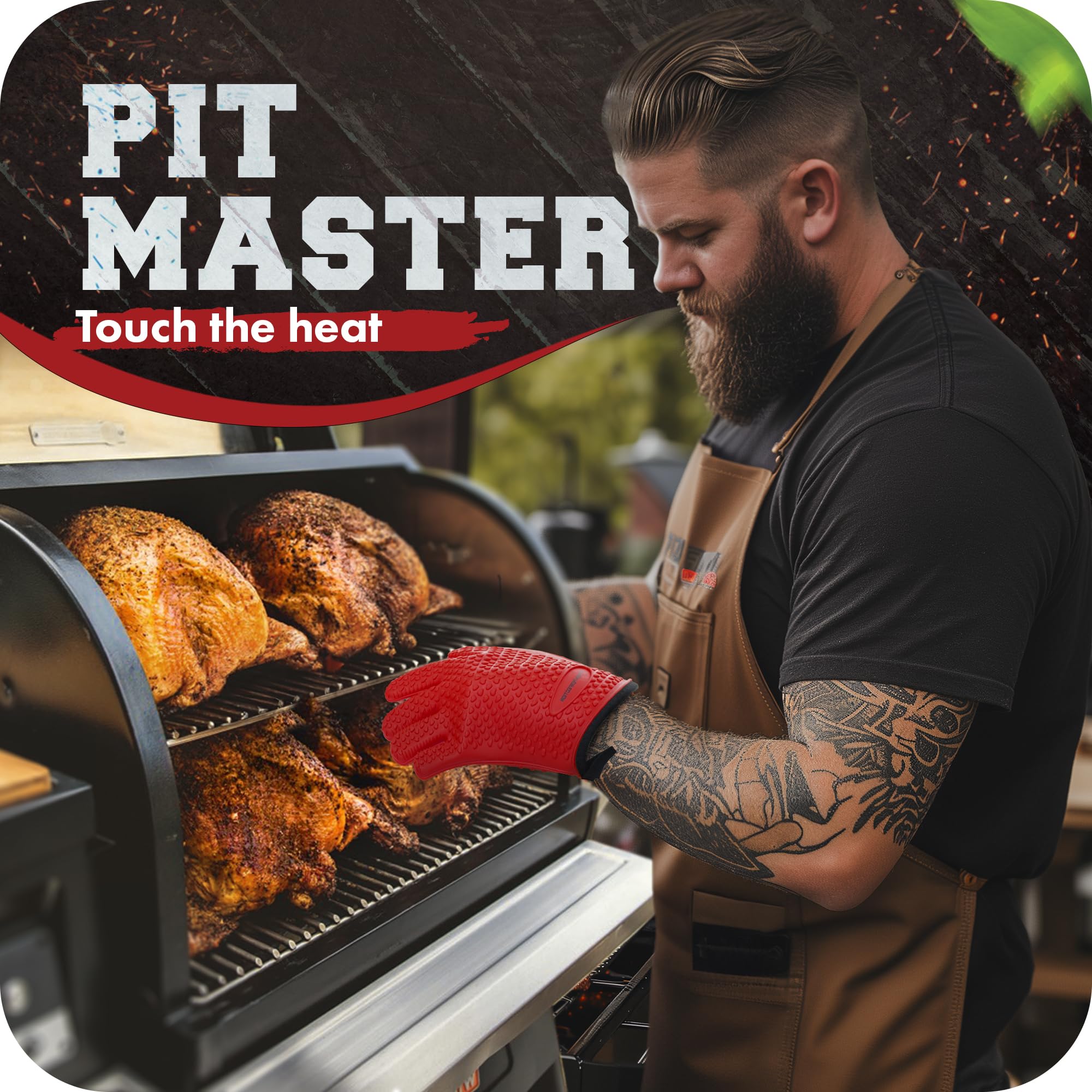 Kitchen Perfection BBQ Gloves in use grilling chicken