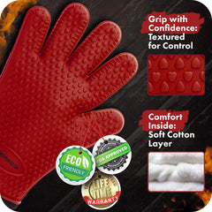 Kitchen Perfection BBQ gloves in use, handling hot food