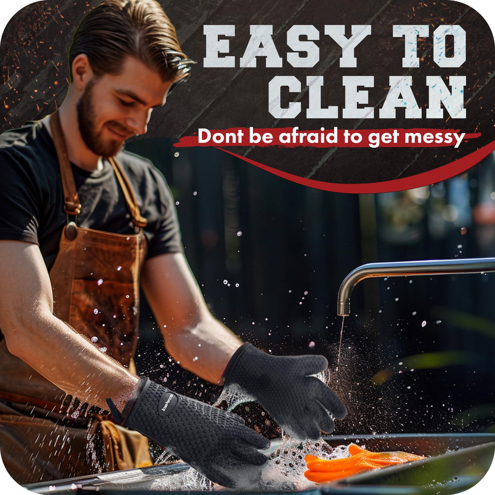 Kitchen Perfection BBQ Gloves laid flat to show size and design