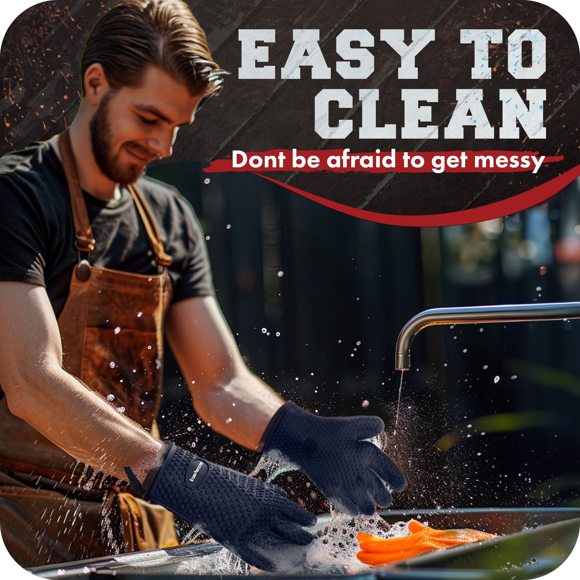 Kitchen Perfection BBQ gloves showcasing non-slip grip