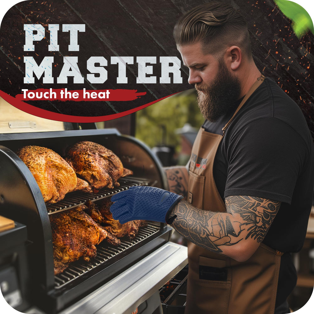 Kitchen Perfection BBQ gloves showcasing waterproof silicone material