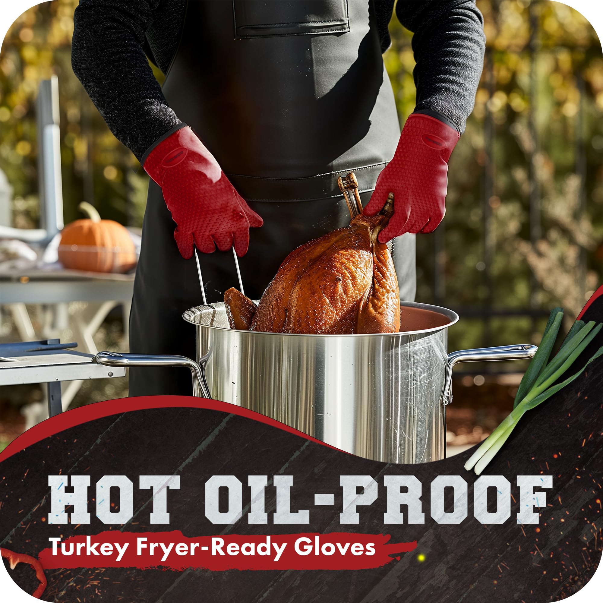 Kitchen Perfection BBQ Gloves showing non-slip grip