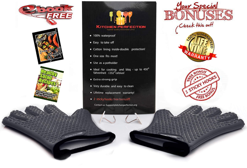 Kitchen Perfection BBQ Gloves side view with silicone material