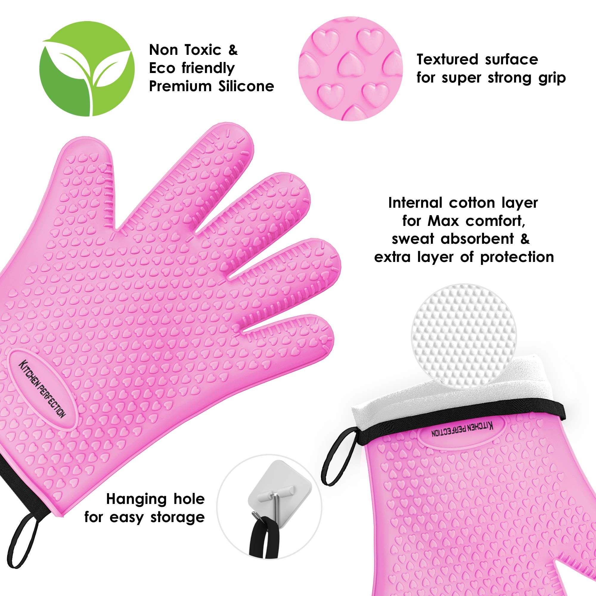 Kitchen Perfection Silicone Smoker Gloves back view showing texture