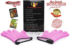 Kitchen Perfection Silicone Smoker Gloves with e-books and hangers