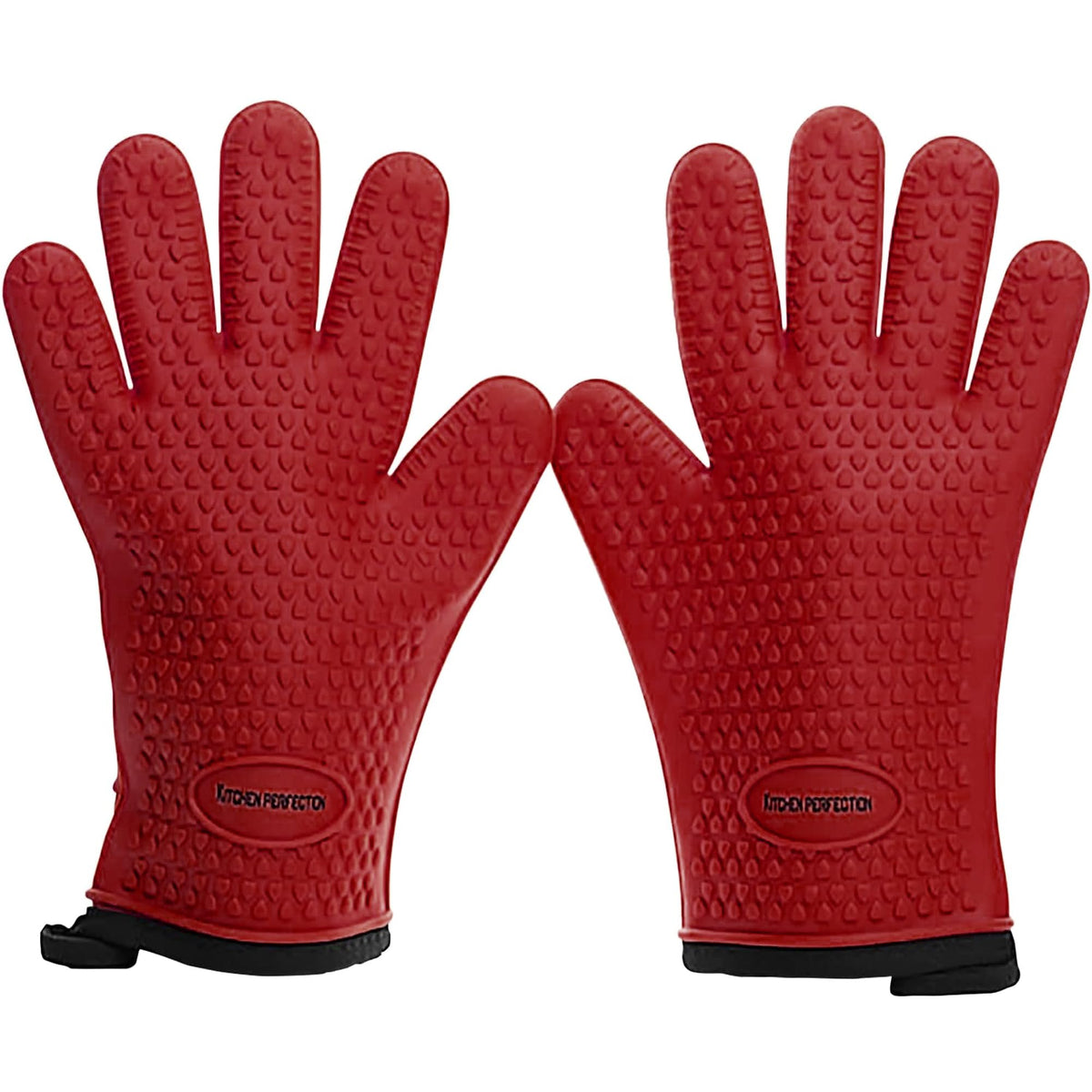 Kitchen Perfection XL Silicone Smoker BBQ Gloves in bold red
