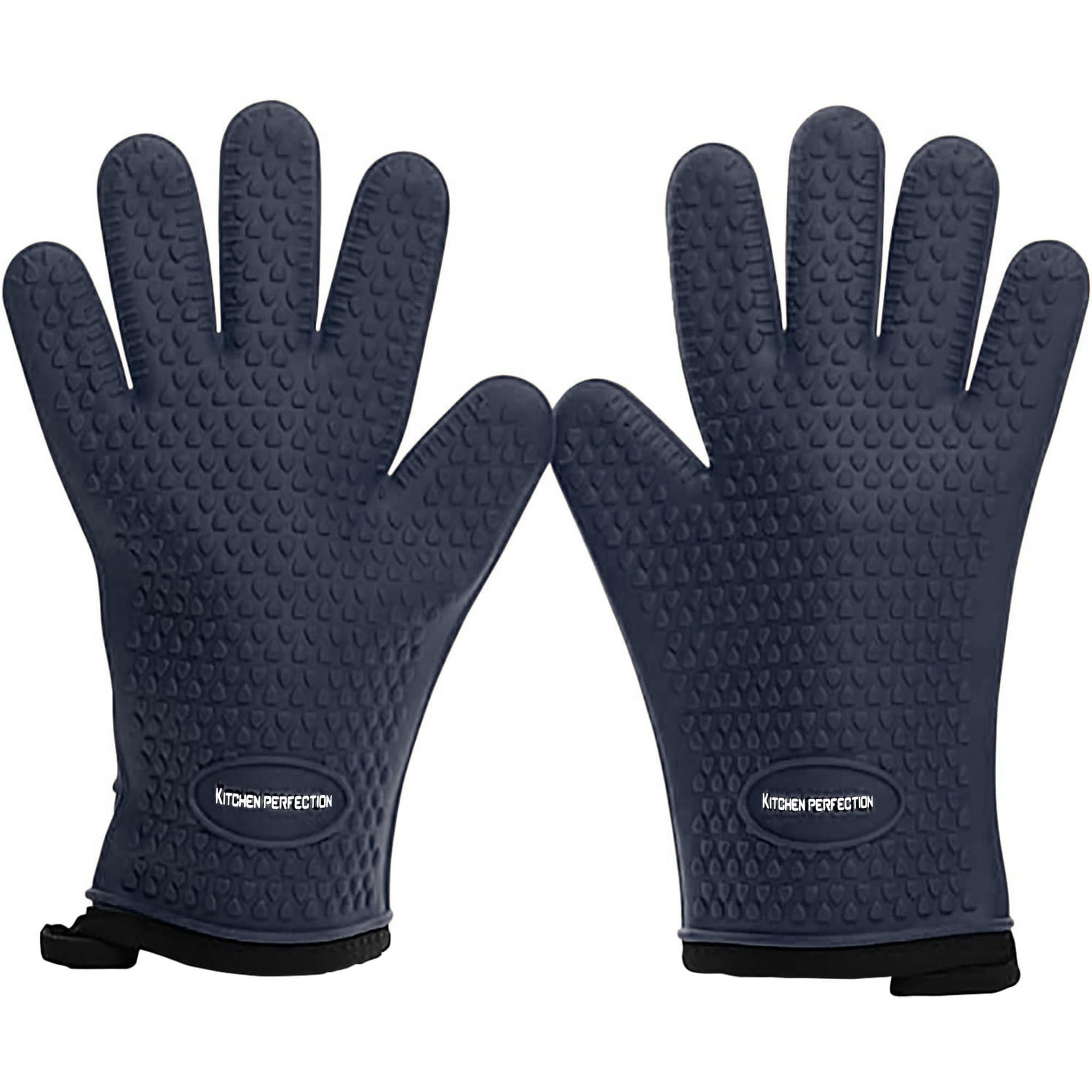 Kitchen Perfection XL Silicone Smoker BBQ Gloves in royal blue