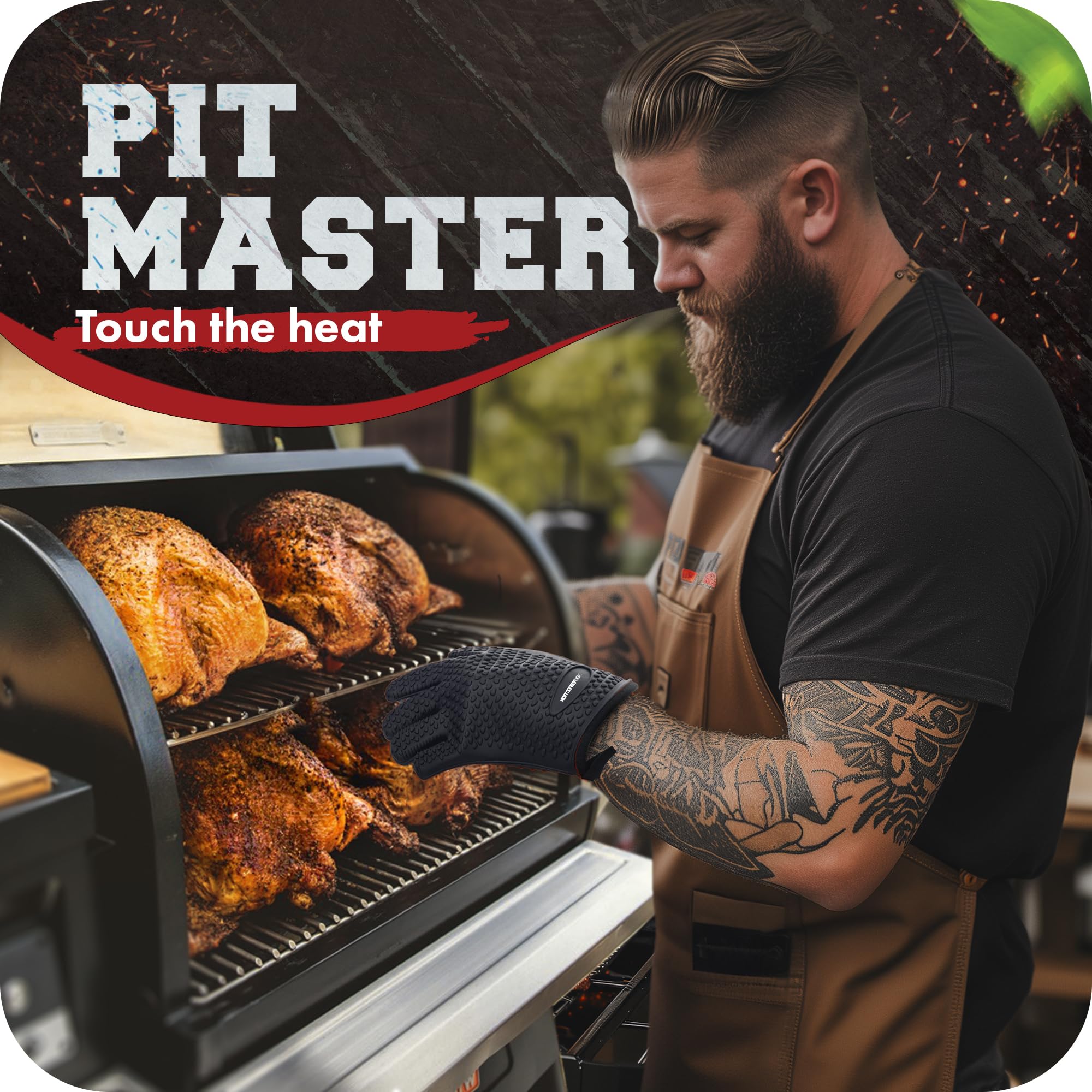 Kitchen Perfection XL Smoker Oven Gloves with e-books