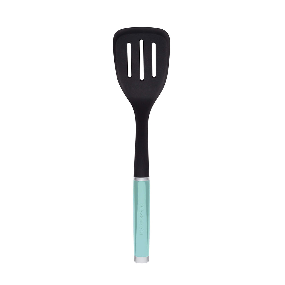 KitchenAid Classic Nylon Slotted Turner Aqua Sky front view