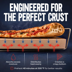 KitchenStar pizza stone in use on a grill with pizza