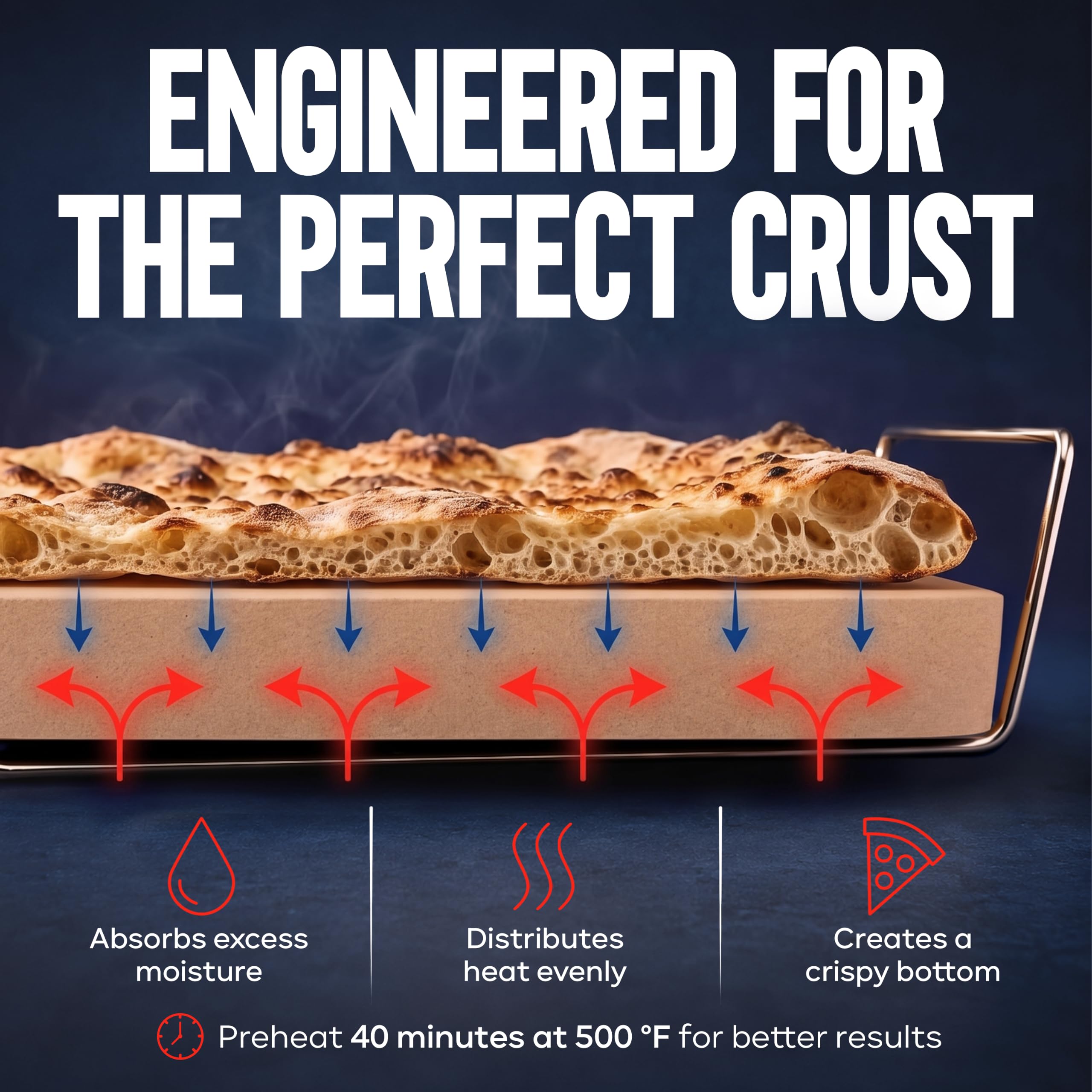 KitchenStar pizza stone in use on outdoor grill