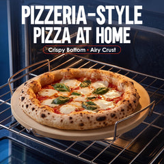 KitchenStar pizza stone with stainless steel stand and scraper