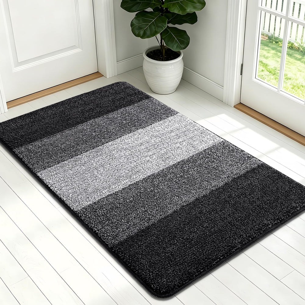 Kitinjoy 54x32 black indoor outdoor doormat front view