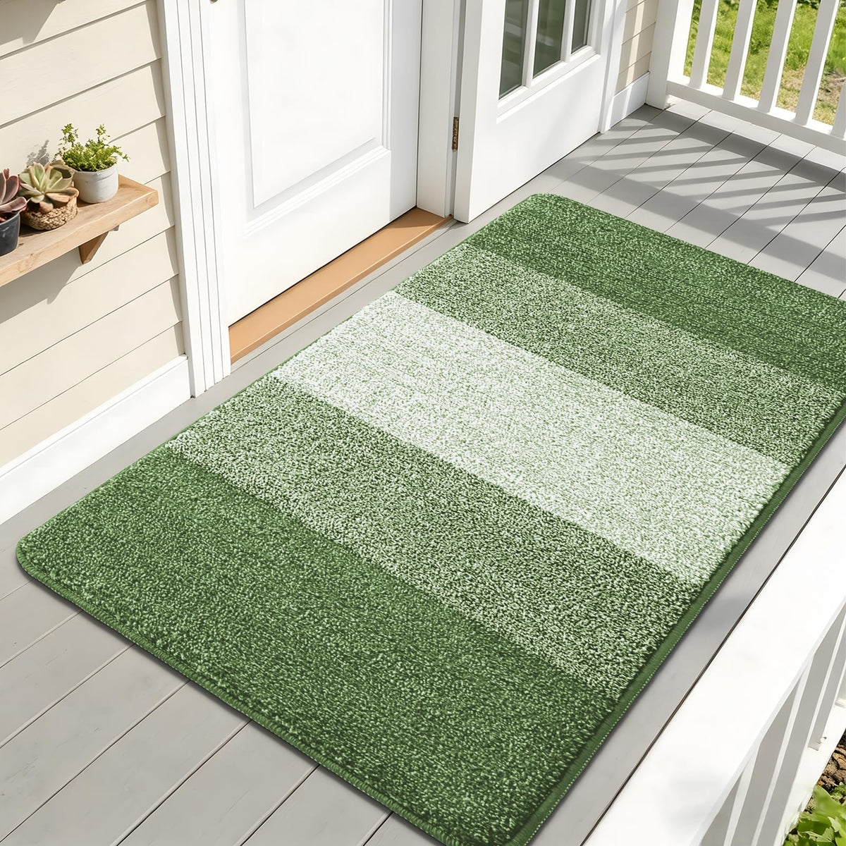 Kitinjoy 59x32 green indoor outdoor doormat front view